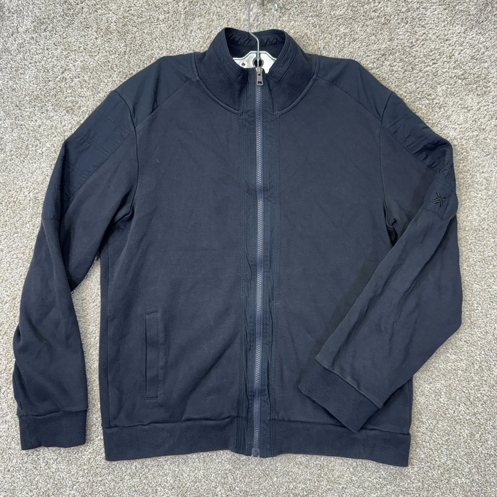 Armani Exchange Full Zip Jacket Men Large Black Mock Neck Embroidered Logo